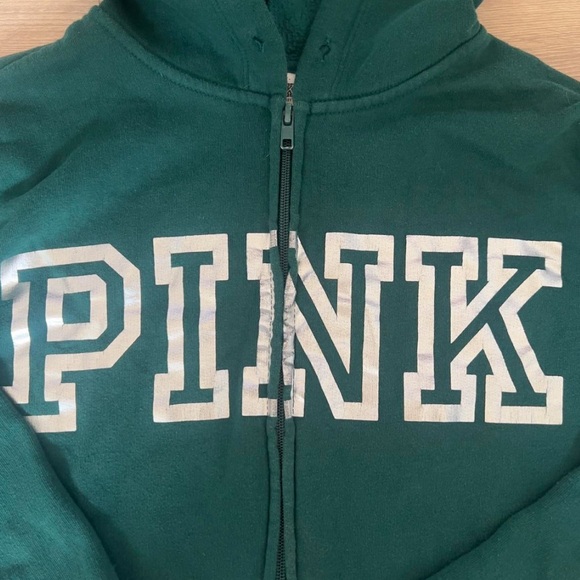 Victoria's Secret PINK Green Zip-Up Hoodie - Picture 2 of 4